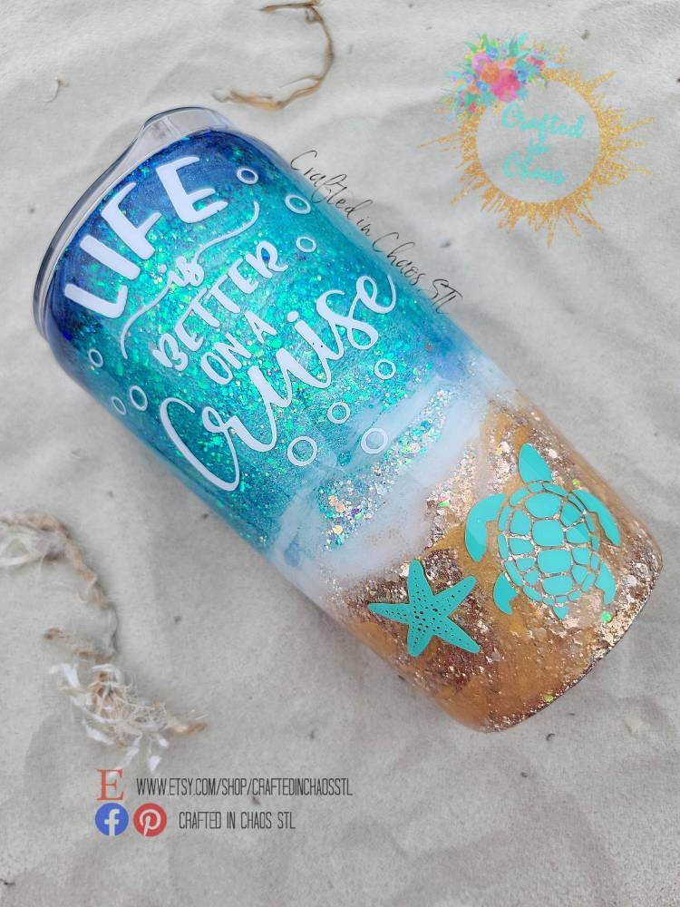 Life Is Better on a Cruise - Personalized Glitter Tumbler