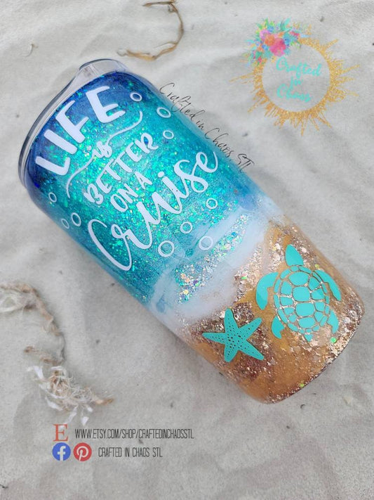 Life Is Better on a Cruise - Personalized Glitter Tumbler