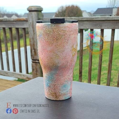 Sunset Beach Tumbler |  Personalized Glittered beach Tumbler