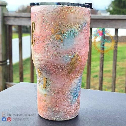 Sunset Beach Tumbler |  Personalized Glittered beach Tumbler