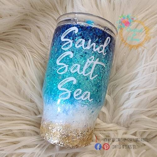 Sand, Salt & Sea | Personalized Glittered Beach Tumbler