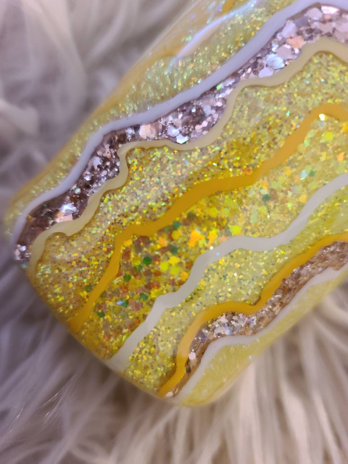 Yellow and Gold Geode | Personalized Glitter Tumbler