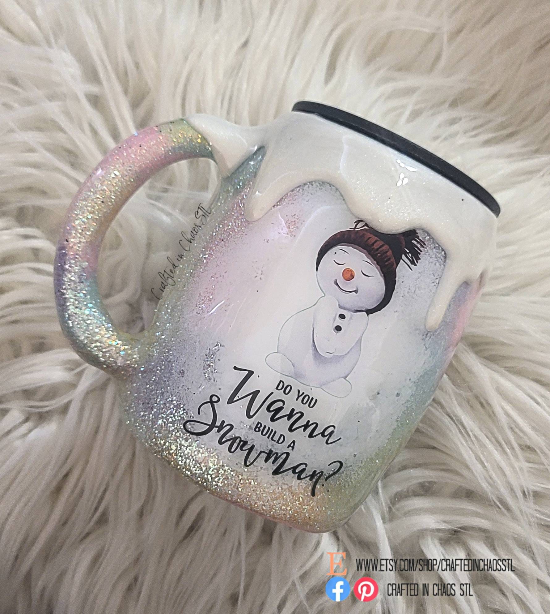 Custom Glittered Snowman Hot Cocoa Mug