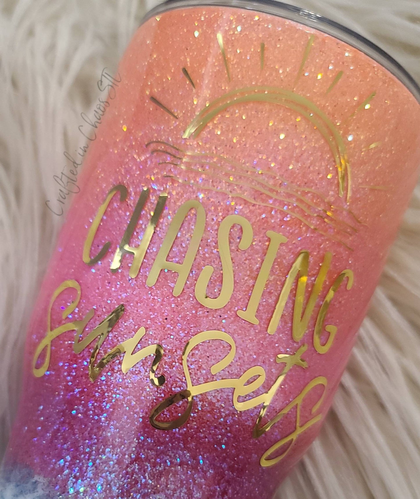 Sunset Beach | Personalized Glittered Beach Tumbler