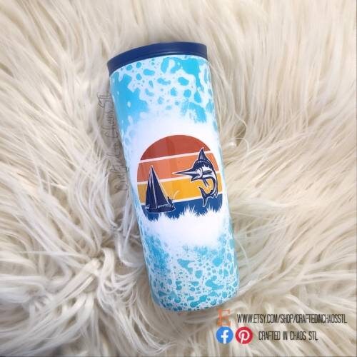 Sailboat and Swordfish |Mens  Vacation Tumbler | Personalized Tumbler