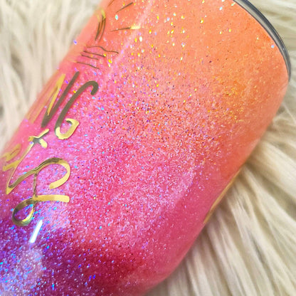 Sunset Beach | Personalized Glittered Beach Tumbler