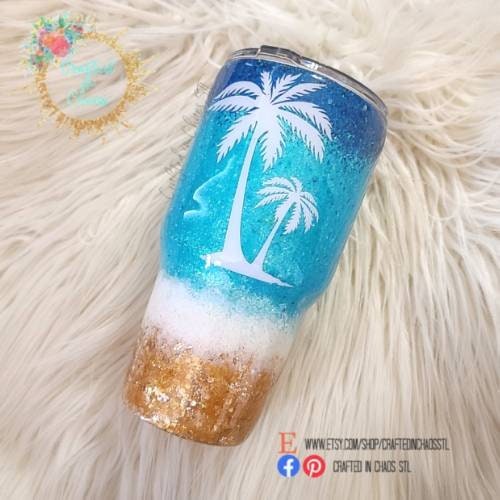 Personalized Palm Tree Beach Tumber