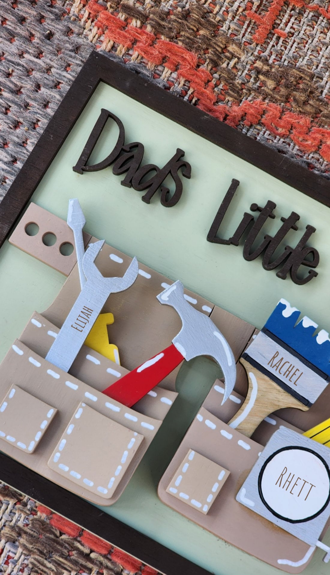 Personalized 3D Wooden Sign - Dad's Little Helpers - Tool Belt Design - Father's Day Gift - Framed sign - Dad Can Fix It.