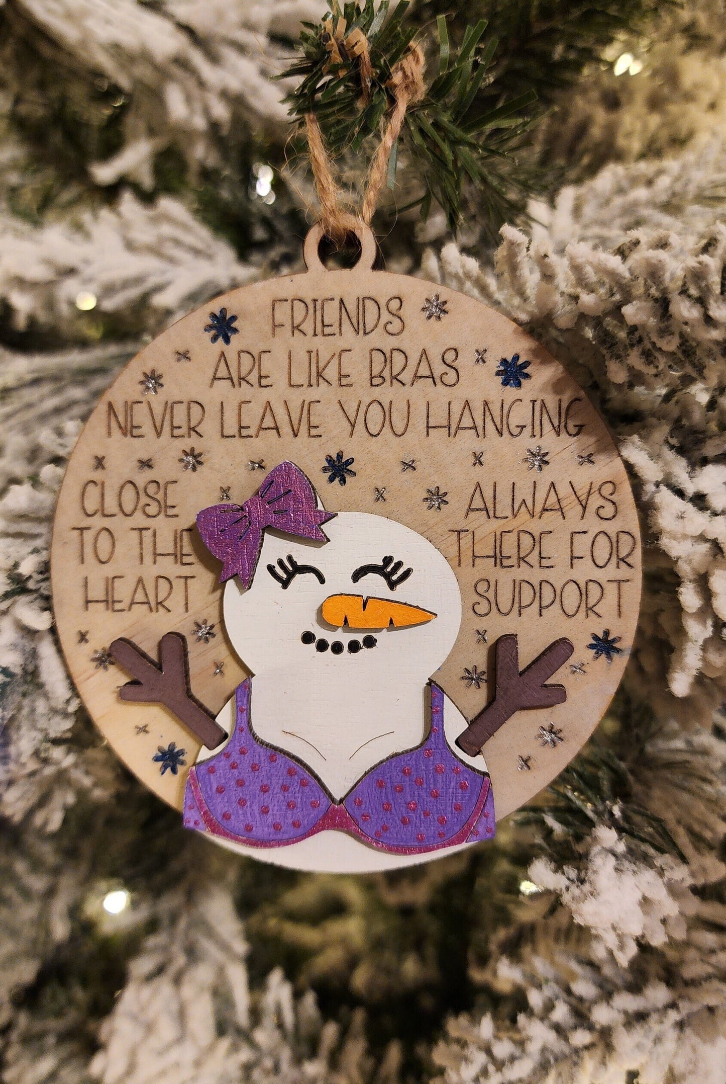 Snowman Friendship Ornament - Friends Are Like Bras