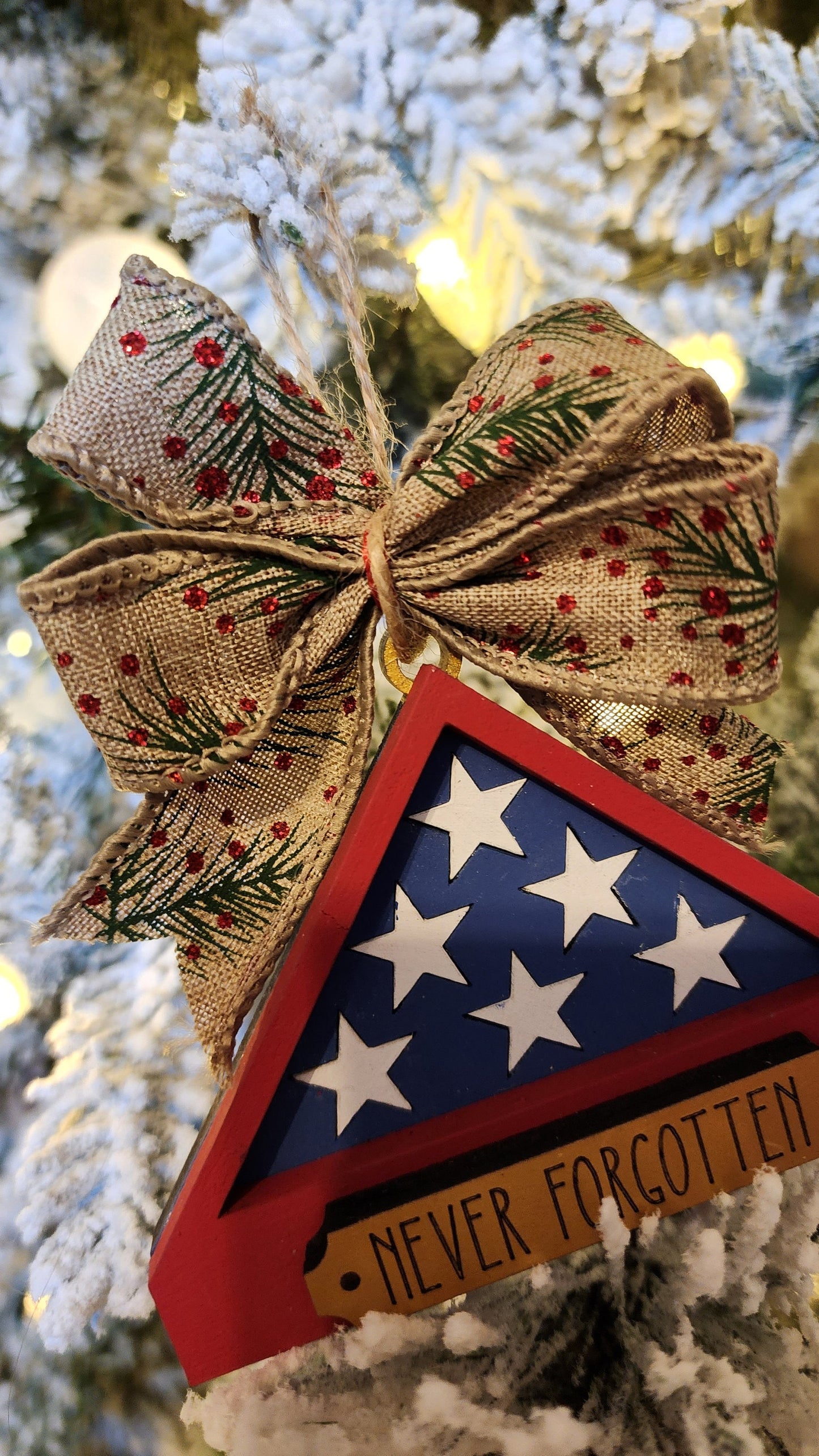 Memorial Folded Flag Christmas Tree Ornament.