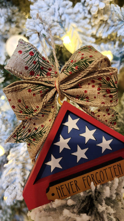 Memorial Folded Flag Christmas Tree Ornament.