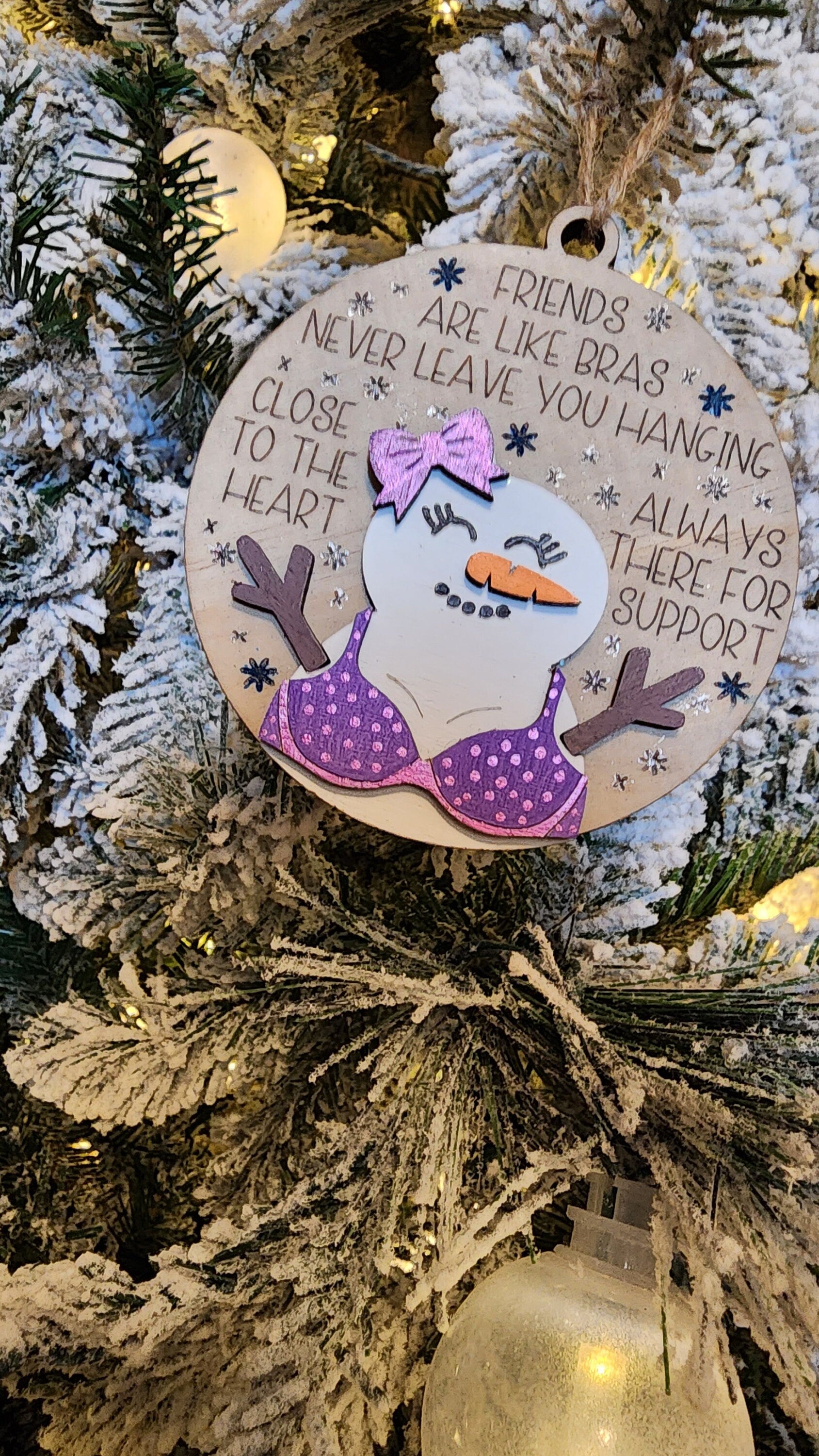 Snowman Friendship Ornament - Friends Are Like Bras.