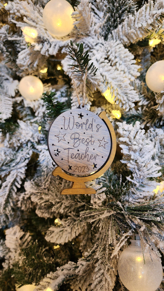 World's Best Teacher Christmas Tree Ornament