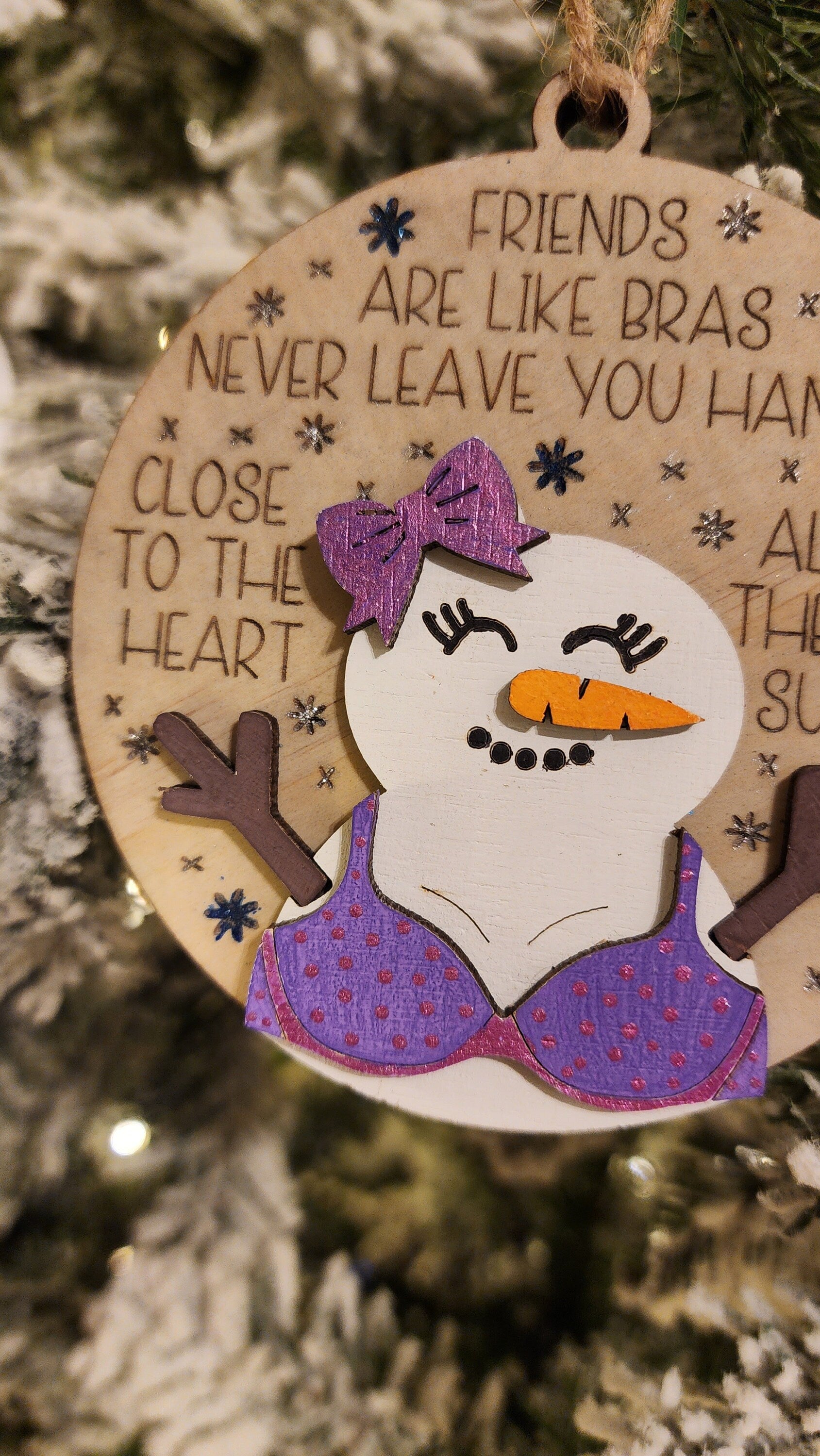 Snowman Friendship Ornament - Friends Are Like Bras.