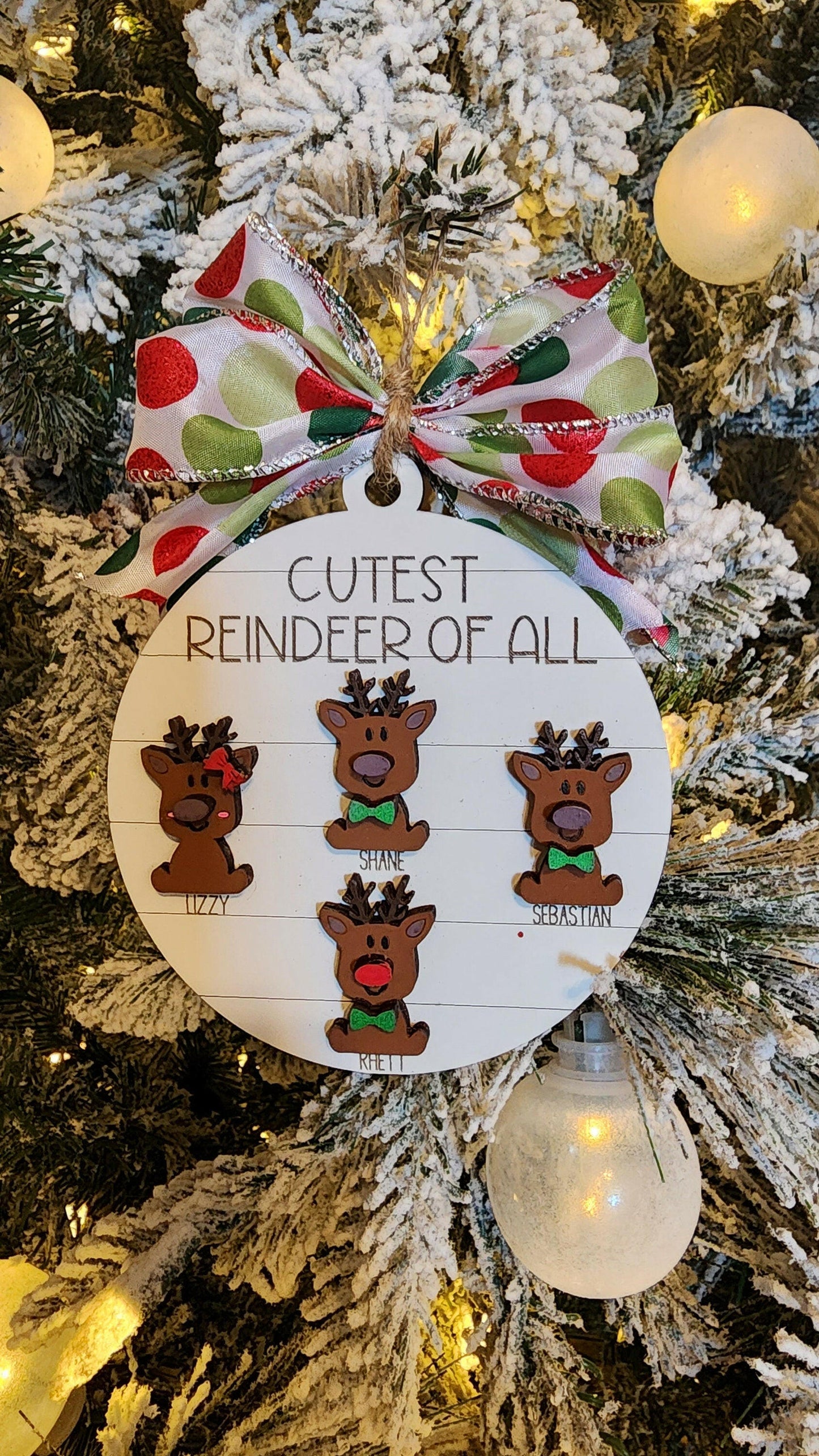 Personalized Family Reindeer Christmas Ornament.