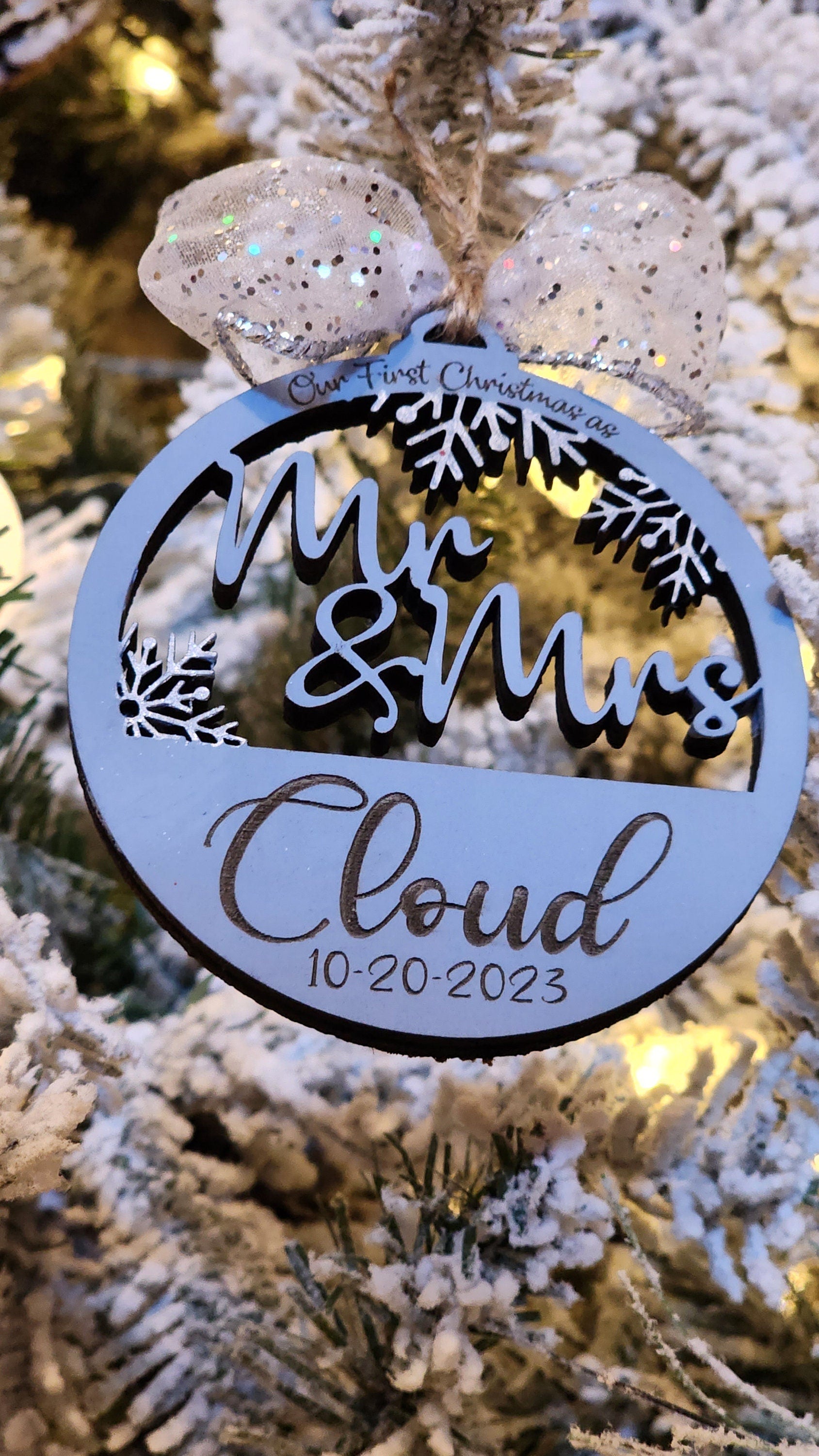 1st Christmas Mr. and Mrs. | Keepsake Personalized Ornament.