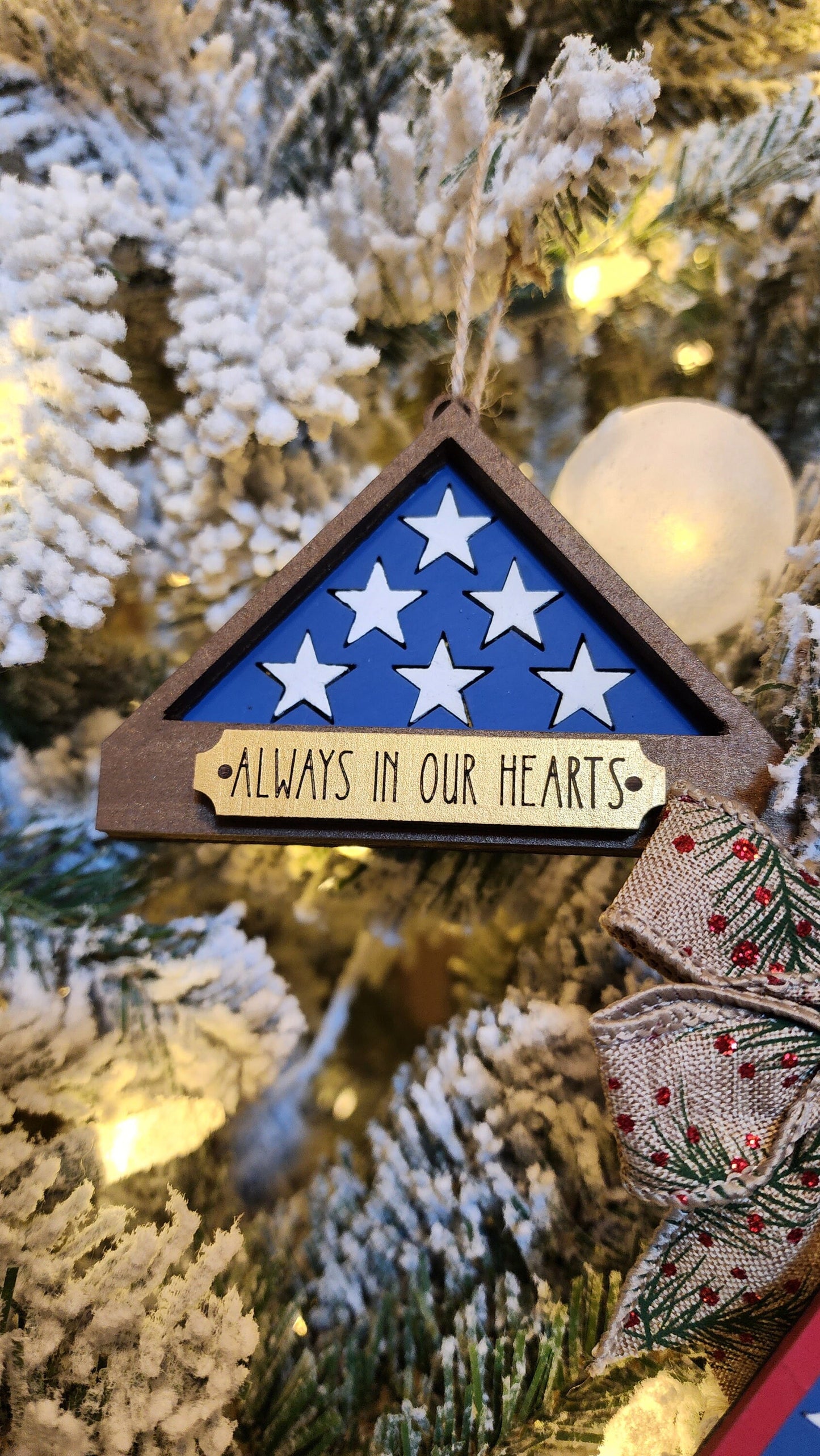 Memorial Folded Flag Christmas Tree Ornament.