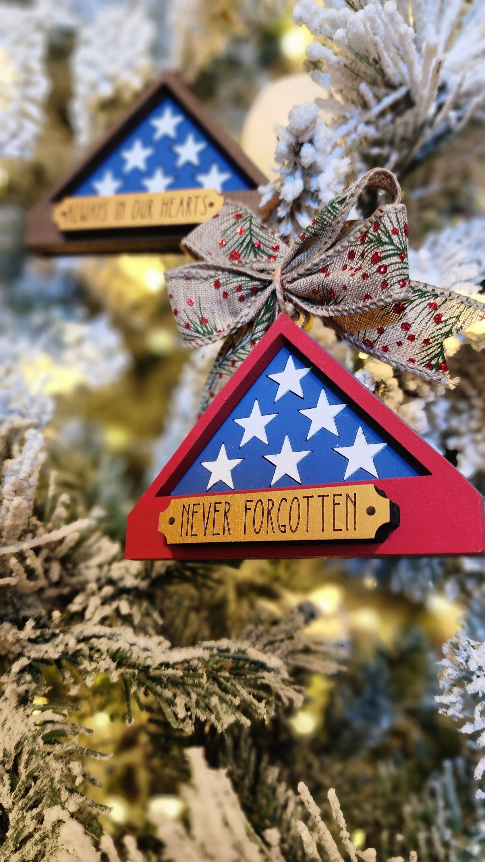 Memorial Folded Flag Christmas Tree Ornament.