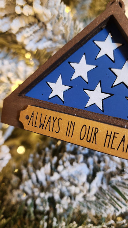 Memorial Folded Flag Christmas Tree Ornament.