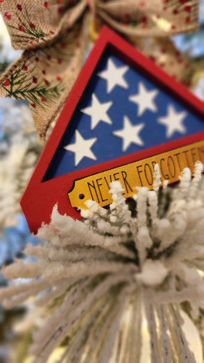 Memorial Folded Flag Christmas Tree Ornament.