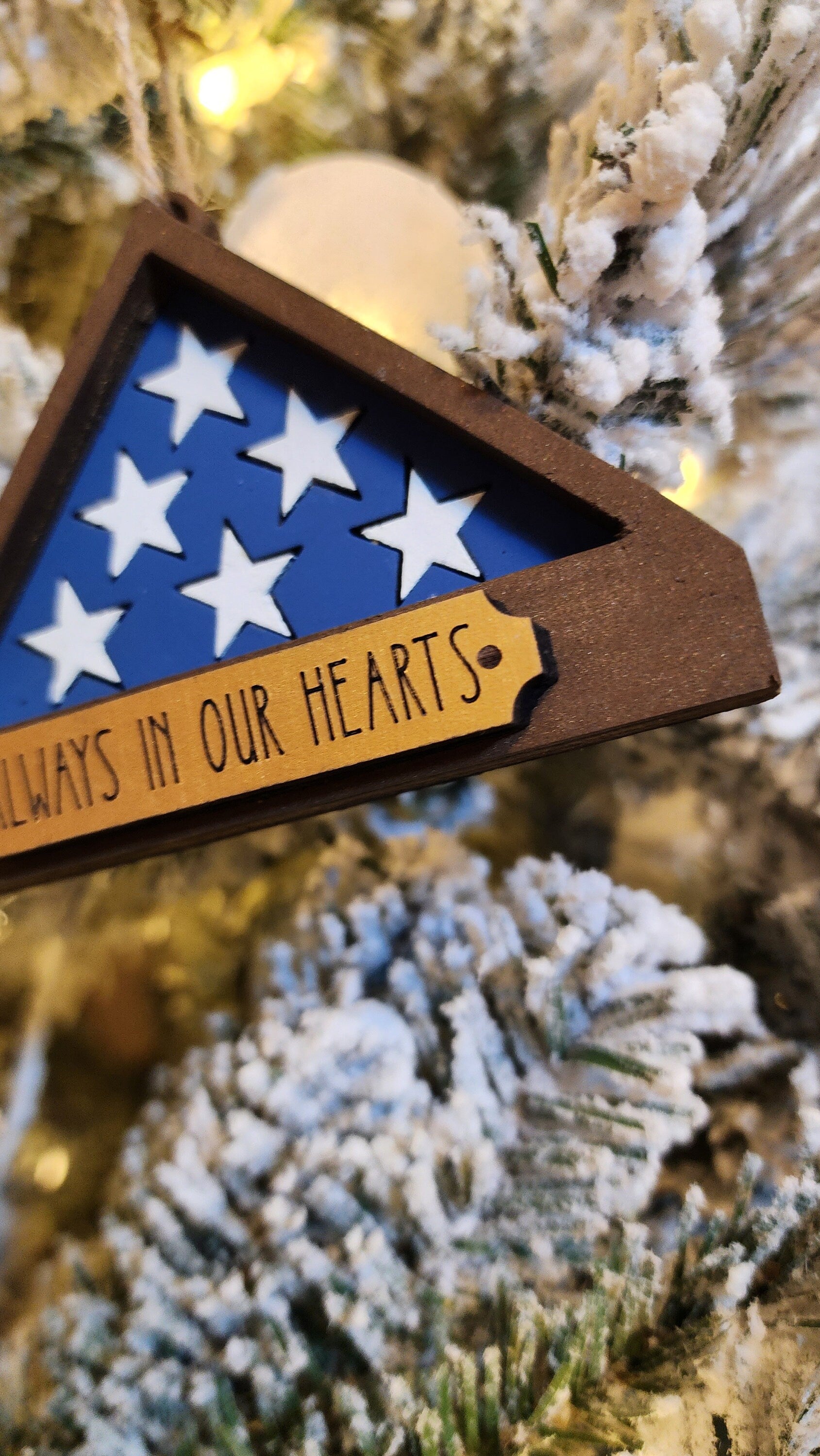 Memorial Folded Flag Christmas Tree Ornament.